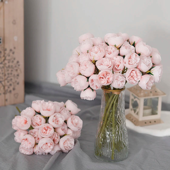 Pink Peony Silk Flower Bouquet - Elegant Wedding/Home Decor