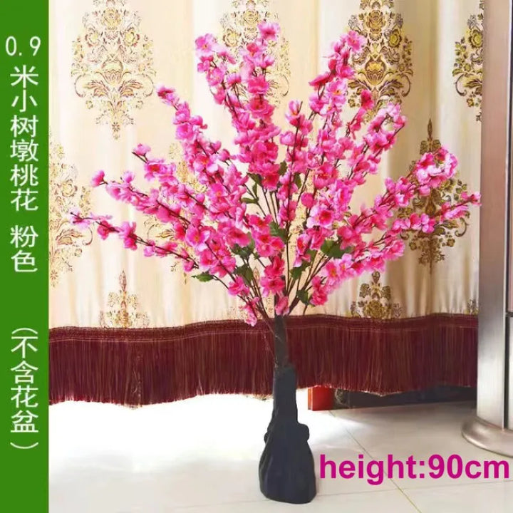 Potted Peach Blossom Artificial Tree - Lifelike Indoor Decor Piece