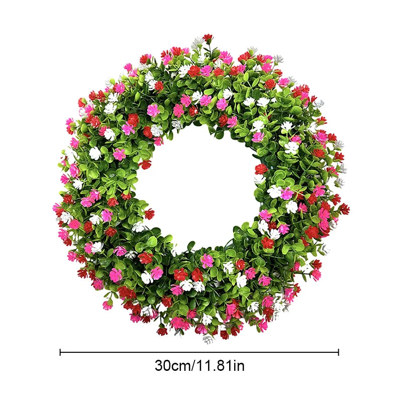 Vibrant Eucalyptus Door Wreath with Artificial Flowers - Home & Party Decor