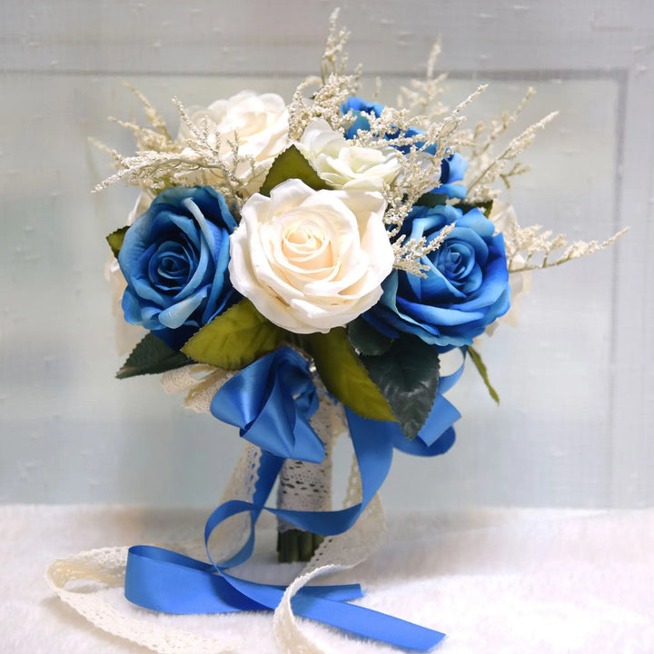 Elegant White Silk Bridal Bouquet with Artificial Roses - Wedding Accessories