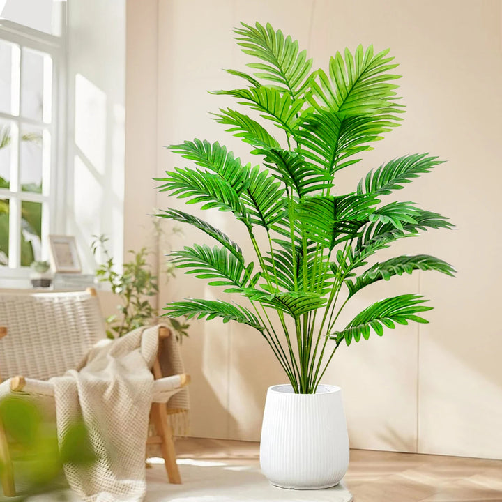 Tropical Artificial Palm Tree - Home Garden Decor - Green Plastic Palm Leaf Branches