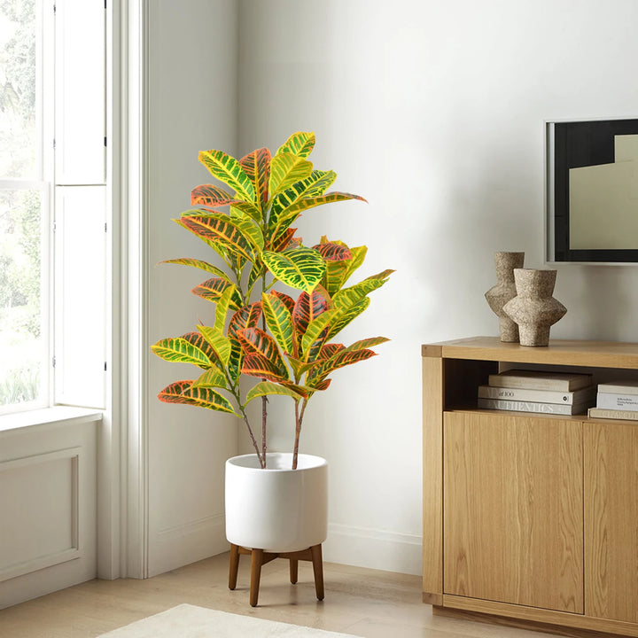 Tropical Faux Codiaeum Plant Branch - Realistic Artificial Tree for Home Decor