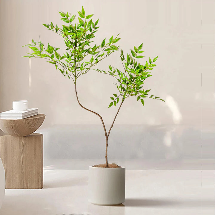 Artificial Tall Bamboo Tree with Plastic Nandina Leaves - Home Garden Decor